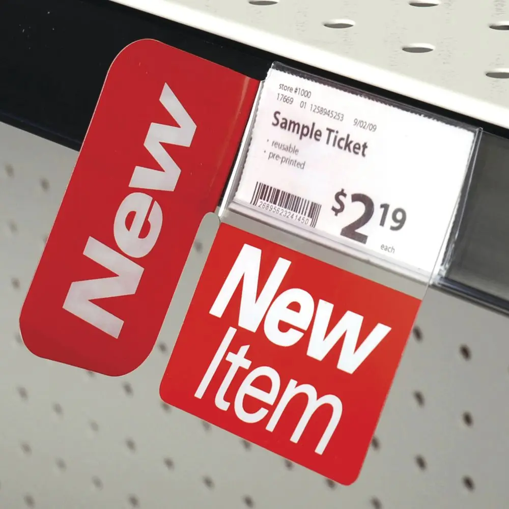 Supermarket Plastic Shelf Talker Big Tag Sign With Right Angle Flag