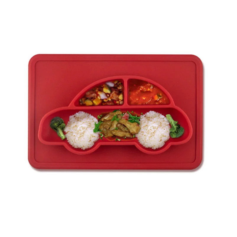 

BP09 Wholesale Car Shape Plate Feeding Mat Silicone Baby Placemat For Kids, N/a
