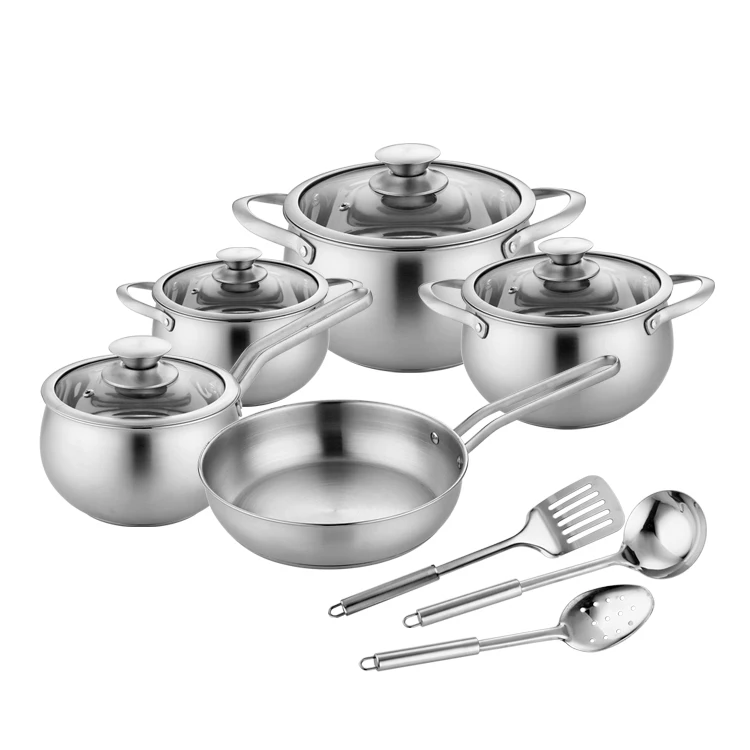 12 Pcs Custom Cooking Pot Set Induction Stainless Steel Kitchen Set