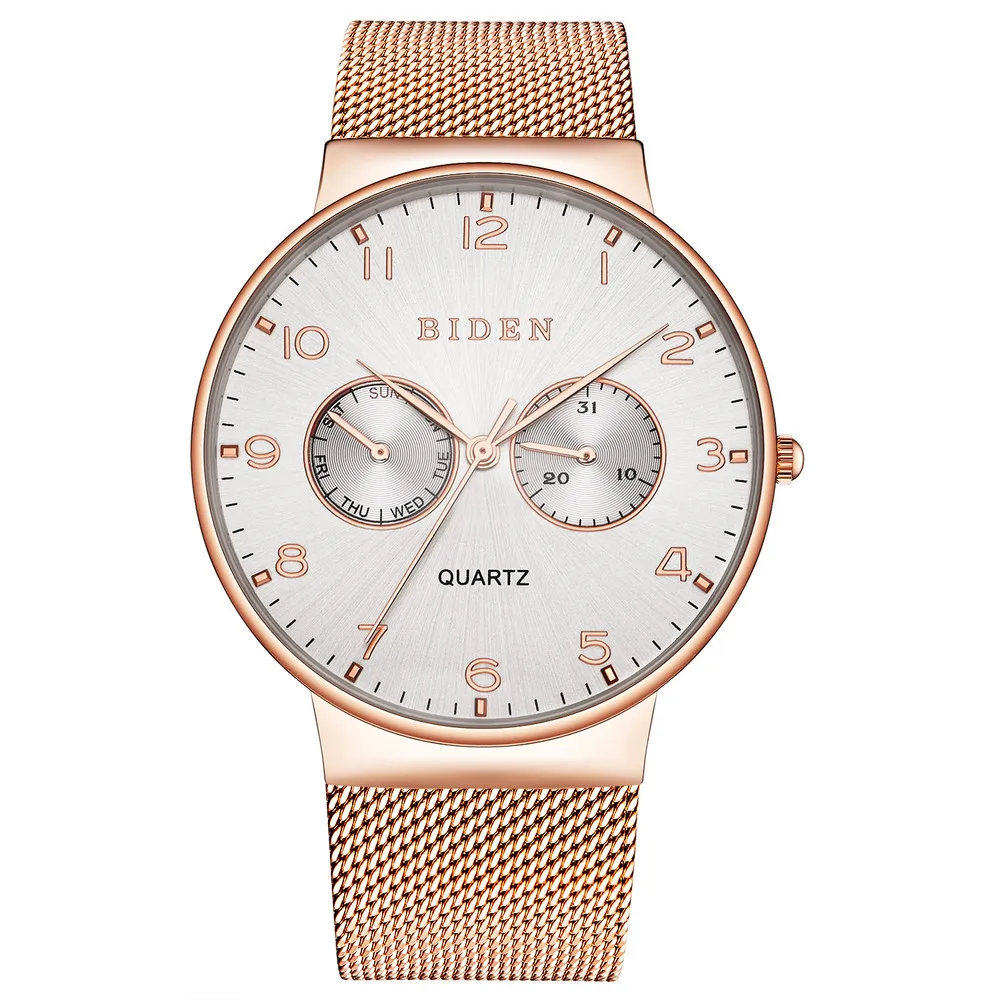 

BIDEN 0047 Men Quartz Movement Watches Simple Style Stainless Steel Band Watches