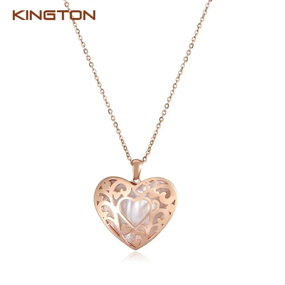 

2019 rose gold plated pendant necklace set heart shape necklace accessories for women
