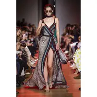 

A3090 Migo 2020 New Style Strap Sleeveless Deep V Neck High Slit Run Way Maxi Leopard Fashion Dress For Women Wear