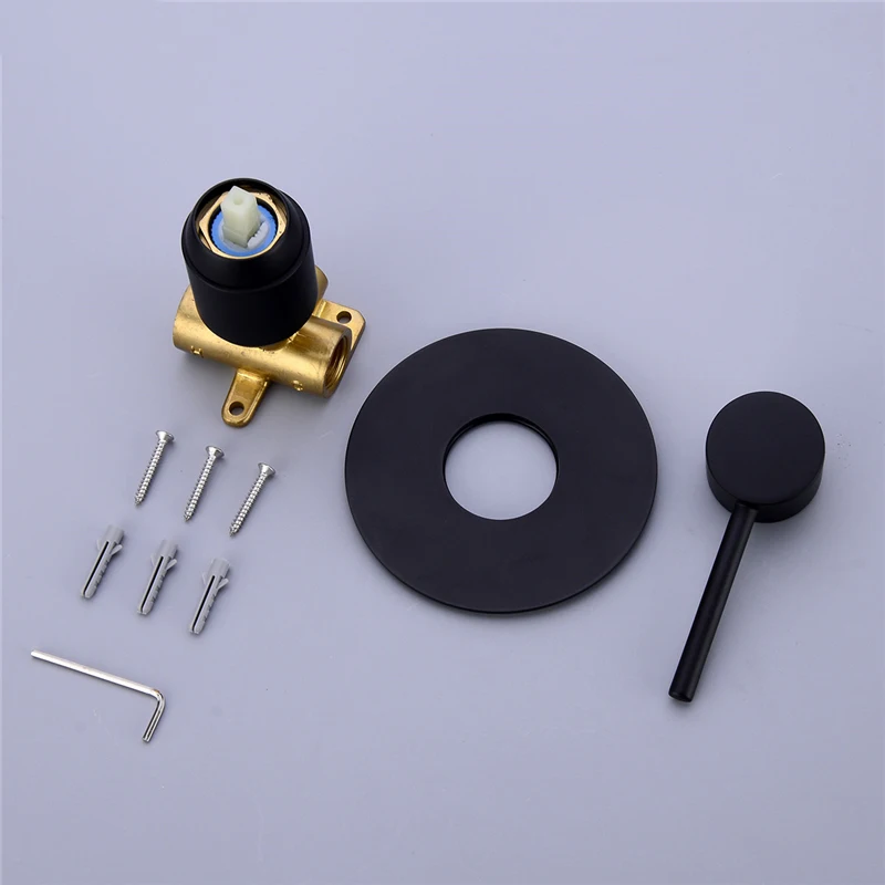 Round Shower Mixer Valve Solid Brass Shower Faucet Control Valve Wall Mounted Mixer Valve Black/Chrome/Brushed Gold