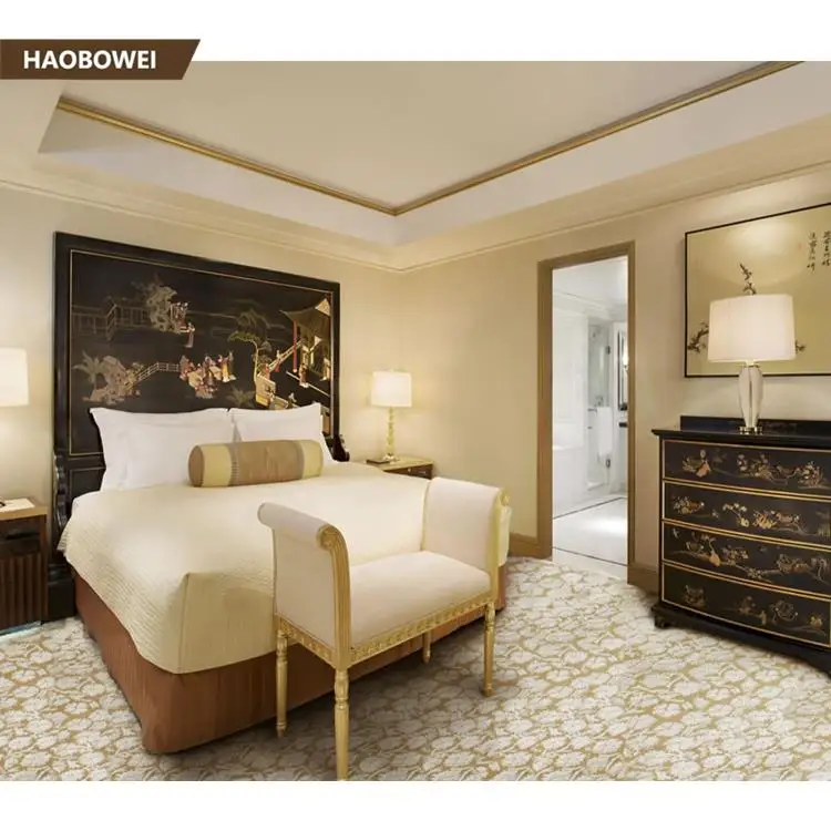 
Luxury 5 star HPL Laminates hotel interior furniture with bedstead/ hotel bed headboard 