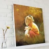 Oil Painting Style Wall Decor A Girl with A Rabbit Prints on Canvas for Kids Room