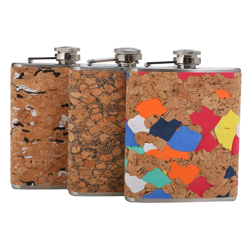 

Mikenda JH046 7OZ New design Fashion Soft Cork wrapeed Mini Flask Stainless Steel Hip Flask
