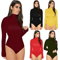 

Ecowalson Womens Ladies Turtle Neck Bodysuit Long Sleeve Leotard Plain Stretch Basic Top