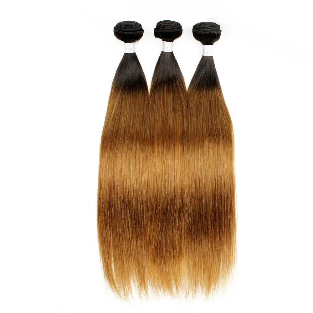 

high quality 2 tone hair bundle 1B #30 ombre hair weft silky straight virgin Brazilian human hair extension, 1b/30
