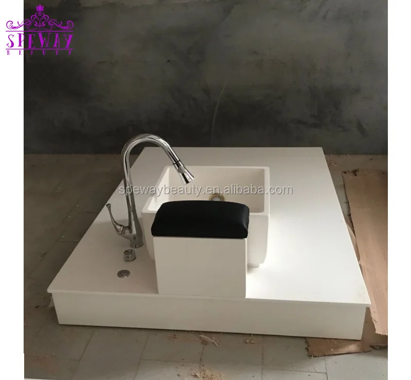 
New style ergonomic pipeless portable pedicure chair square sink for beauty salon shop 