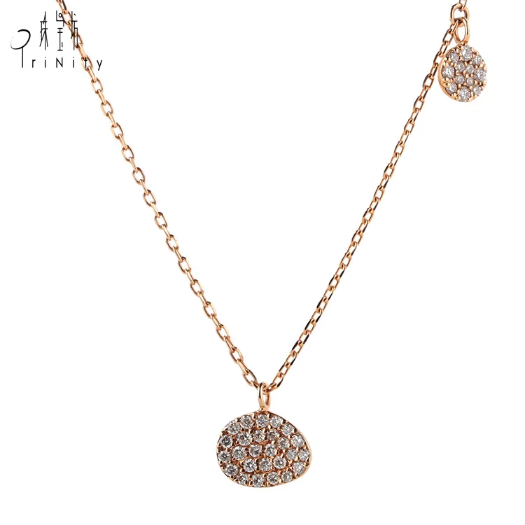 

HongKong Supplier Valentines Day Elegant Jewelry Gift Real 18k Rose Gold diamond solitaire Pendant Necklaces for Lovers