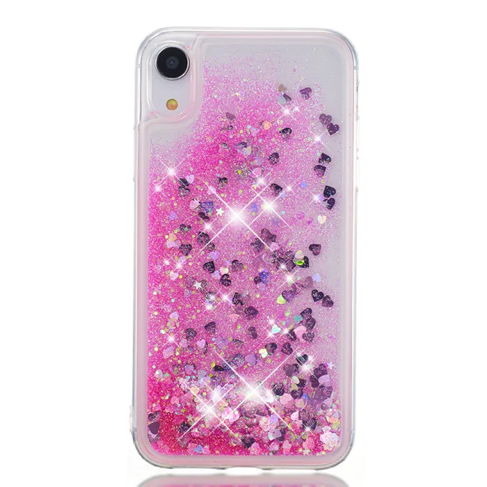 

Printed flower Fashion Quicksand liquid bling case,glitter liquid phone case for iPhone XR, White;black;red;gold;rose gold