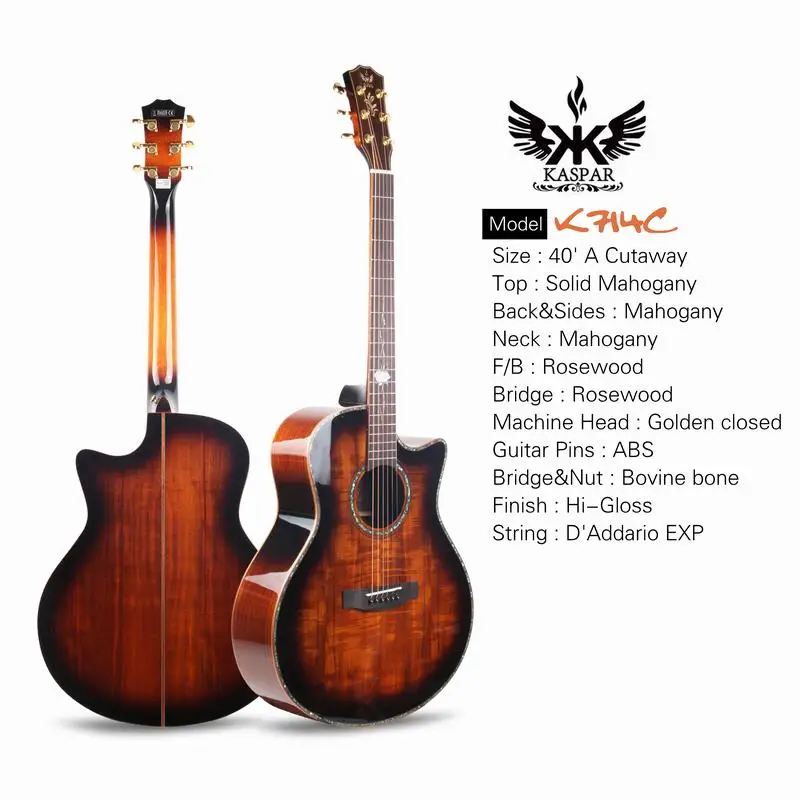 

41" All Koa Top-solid Guitars OEM guitar factory, Surburst