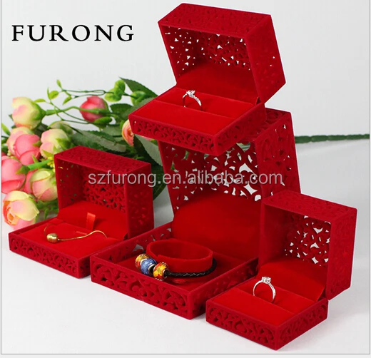 

Professional Red Necklace Ring Pendant Gift Velvet jewelry box, Any color is available