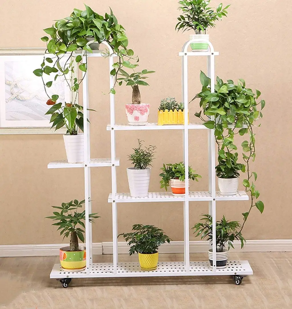 Racks Plant Shelf, Iron Metal Shelf for Flower Pot Outdoor/Indoor Garden De...