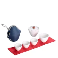 

portable chinese travel stackable tea cup set porcelain white mug with infuser