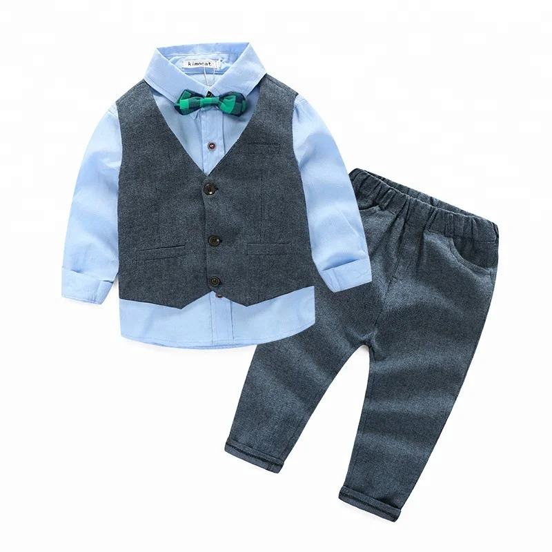 

Fashion children clothes set autumn coat and pants boys gentle 3pcs bow tie shirt set clothing baby, Sample or can be customized