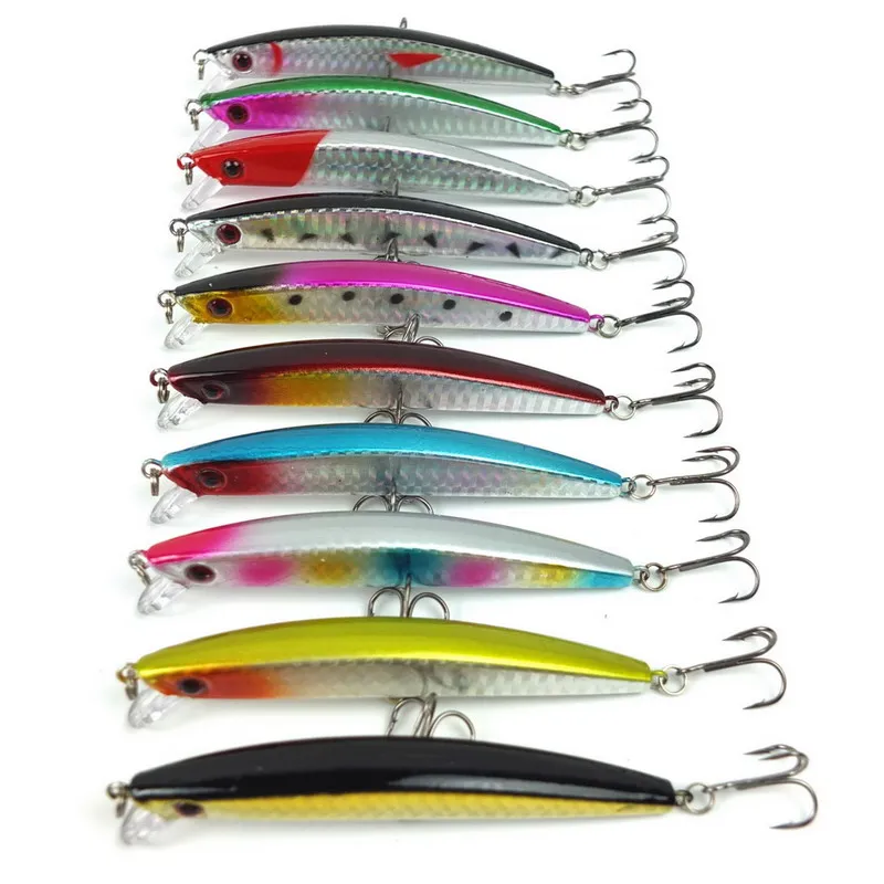 

10Pcs/Pack Color Hard Bait Minnow Fishing Lure Isca Artificial Life-Like Plastic Sea Bait 9Cm/7.6G Fishing Lures, 10 colors