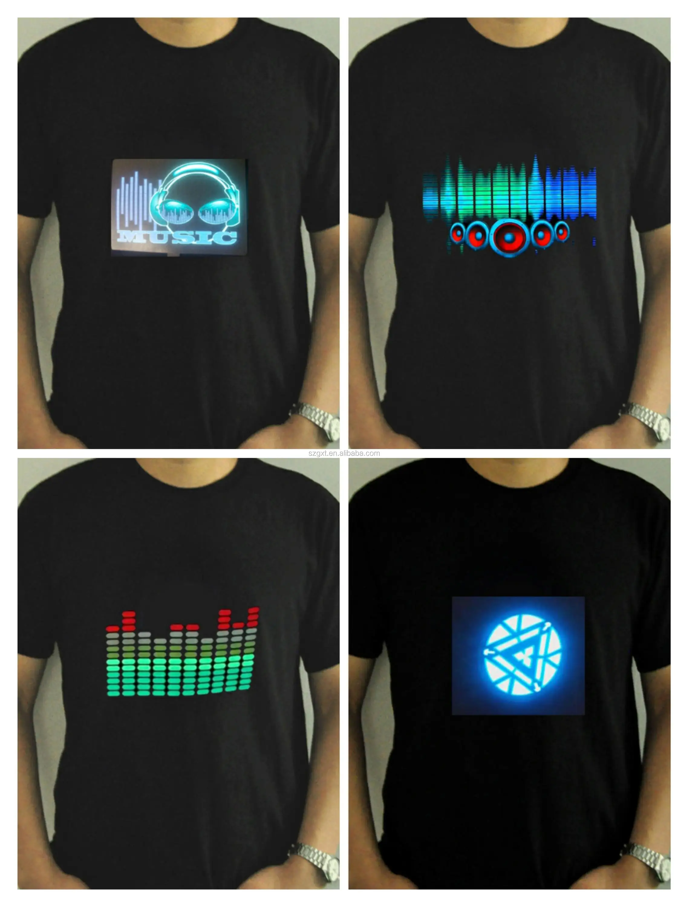ssound activated customel el t shirt/flashing el t shirt/t-shirt fashion