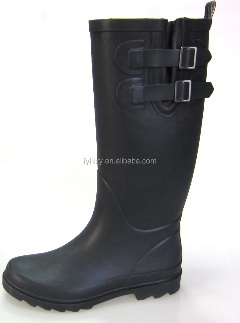 Sexy Red Double Buckle Design Wellies Women Horse Riding Sex Rubber