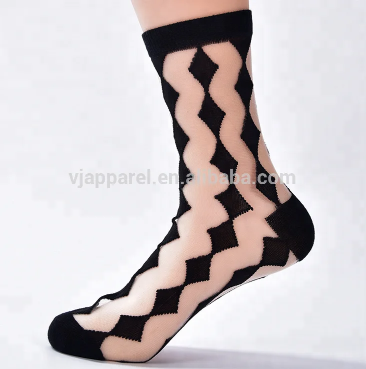 Calzini di seta Estate BAMBOO breve sottile Crystal Donna Trasparente Ragazza Caviglia Sox