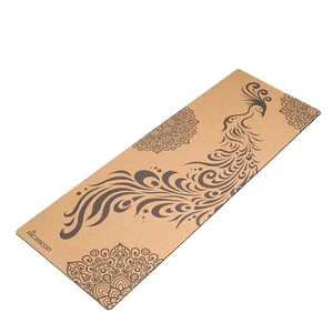 Full color sublimation printing natural tree rubber cork organic yoga mat