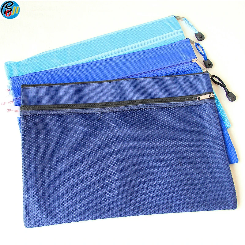 

promotional plastic multipurpose double zipper document bag with 2 pockets