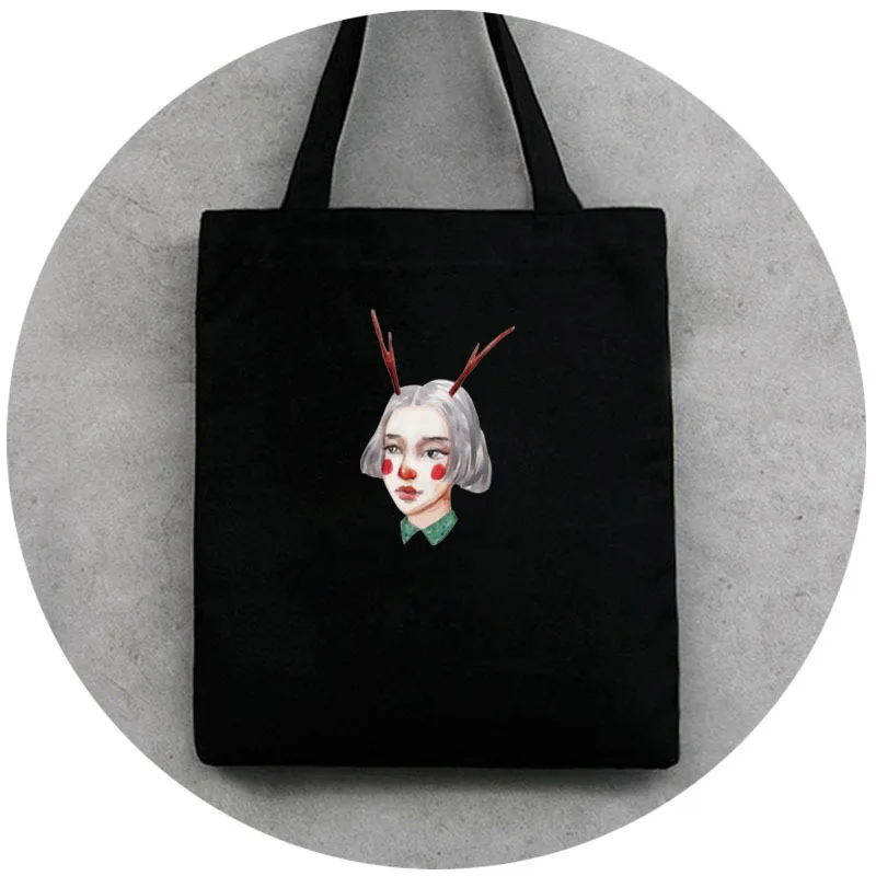 

Eco friendly wholesale cotton canvas shopping bag, White and black