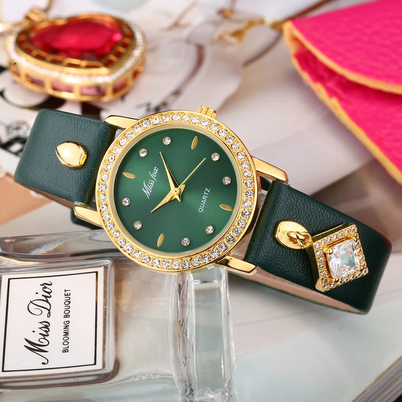 

Missfox Ladies Watches Leather Women Quartz Wristwatches Luxury Female Watch Girl Gift Relogio Feminino