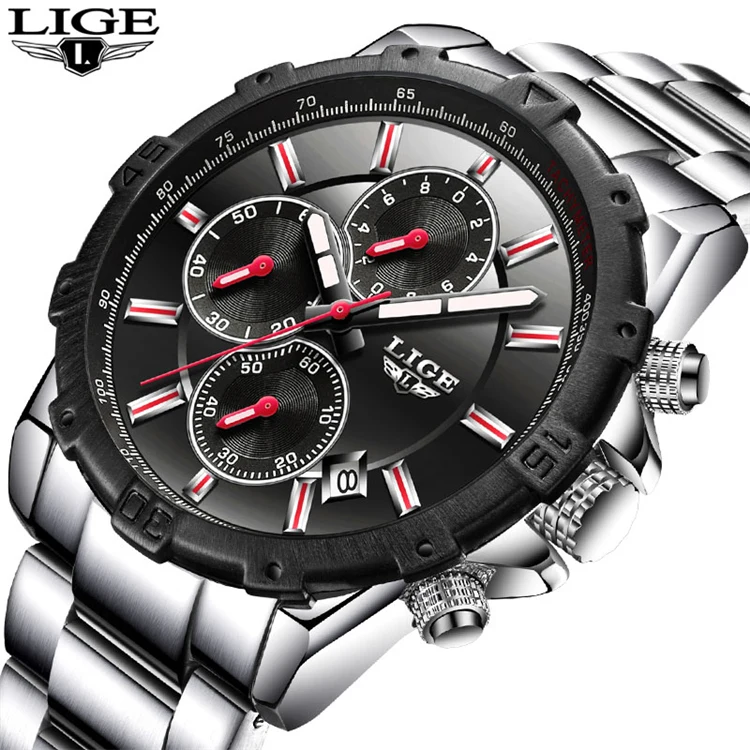 

LIGE 9833 Top Luxury Brand Fashion Business Watches Casual Waterproof Sports Steel Quartz Watch Men Relogio Masculino, N/a