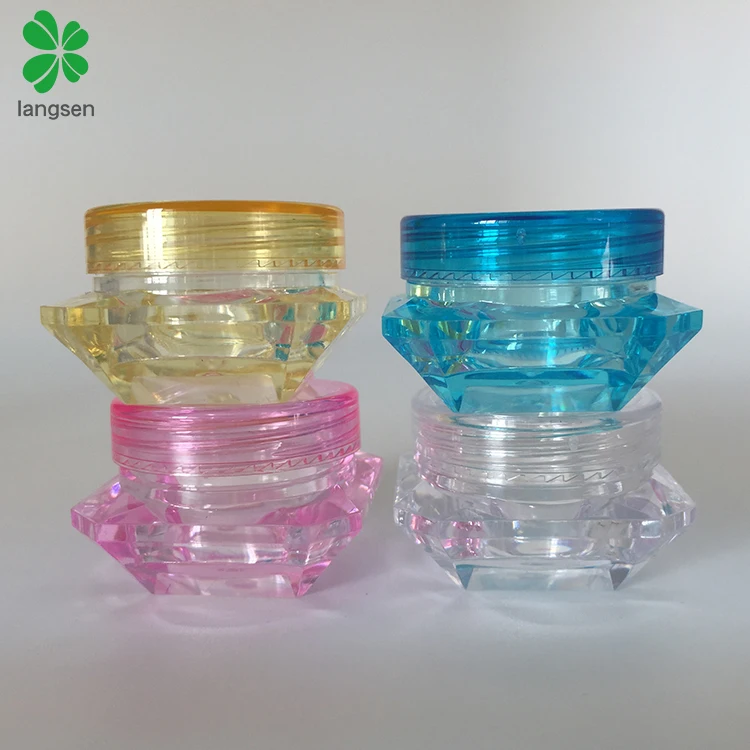  Plastic Small Diamond 5g 5ml Cosmetic Jar