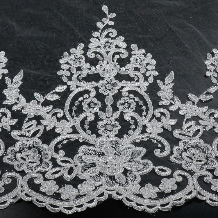 Manufacture White Soft Bridal Embroidery Tulle Lace Fabric