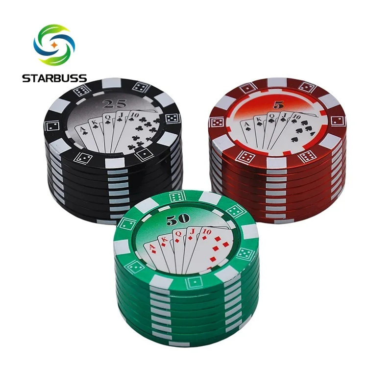 40mm 2part BLACK Casino Poker Chips Magnetised Anodized Aluminium Metal Herb Spice Grinder by Multi-I