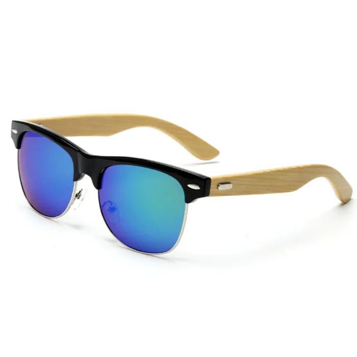 

vintage sunglasses laser logo Half Frame women men cat 3 uv400 Sunglasses Bamboo