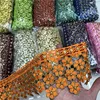 Wholesale Elegant Sequence Floral Embroidered French Silk Tulle Lace trim Fabric