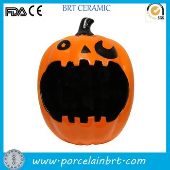 Pumpkin Design Candle Bowl Decorate Ceramic Halloween Decorations
