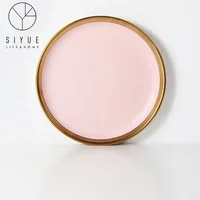 

Wholesale Wedding Plates Pink Gold Rim Porcelain Charger Plate