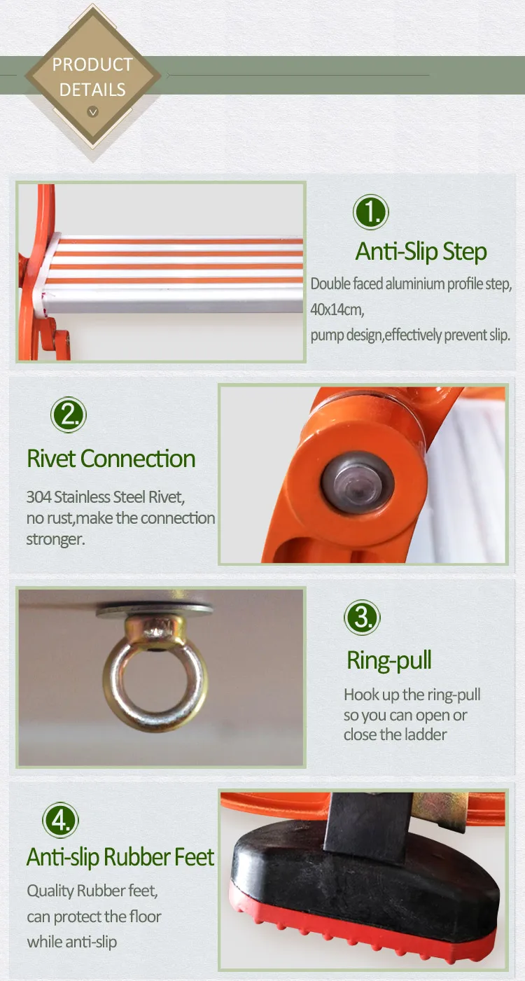 Super Quality Waterproof Wall Mounted Type Safety Flexible Folding Ladder