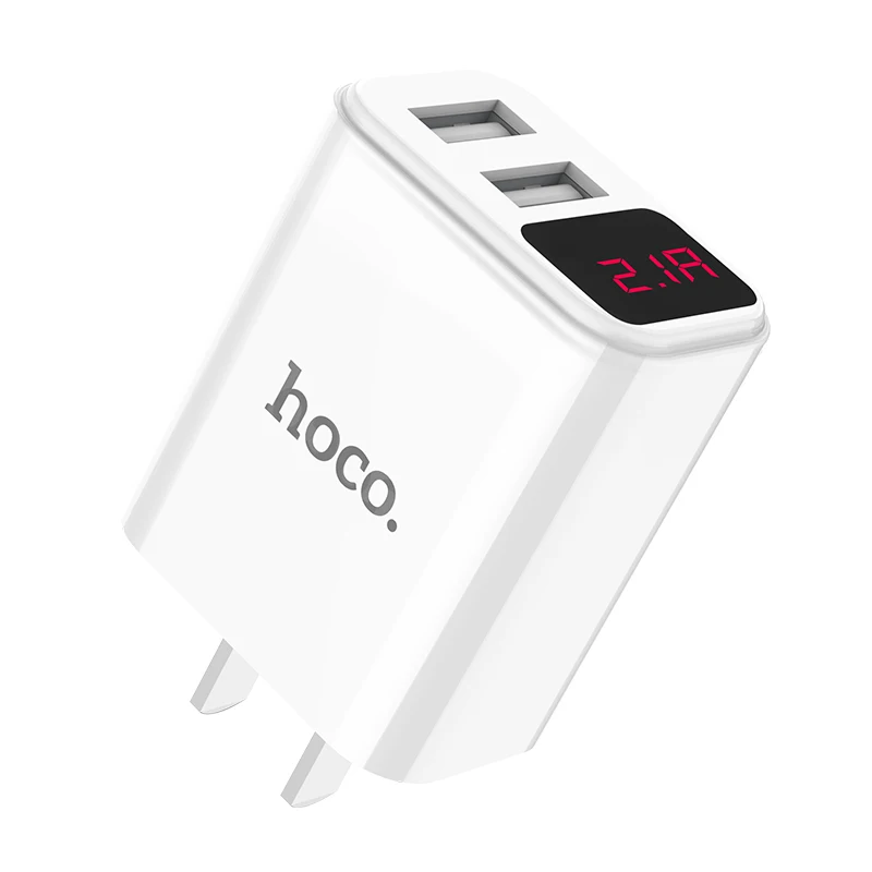 

HOCO C63 2.1A 3C Digital Display Fast Charger Dual Wall Plug USB Power Adapter, White