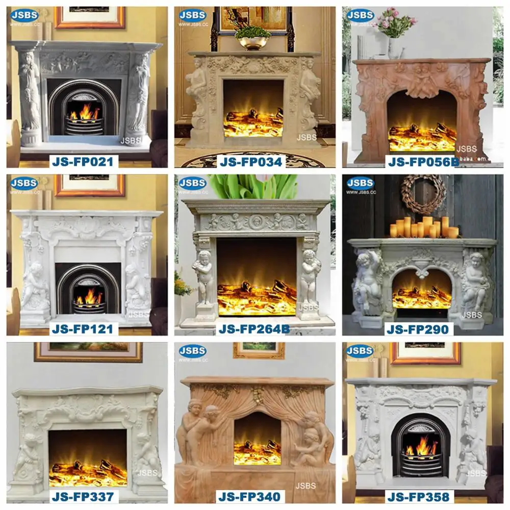 Decorative Flame Electric Cheap Indoor White Marble Fireplace Surround