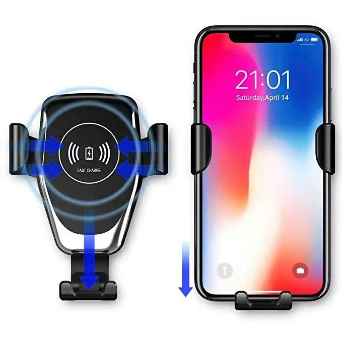 

Wireless Charging Car Phone Mount Auto Clamping Air Vent Gravity Car Mount Holder, Black;silver