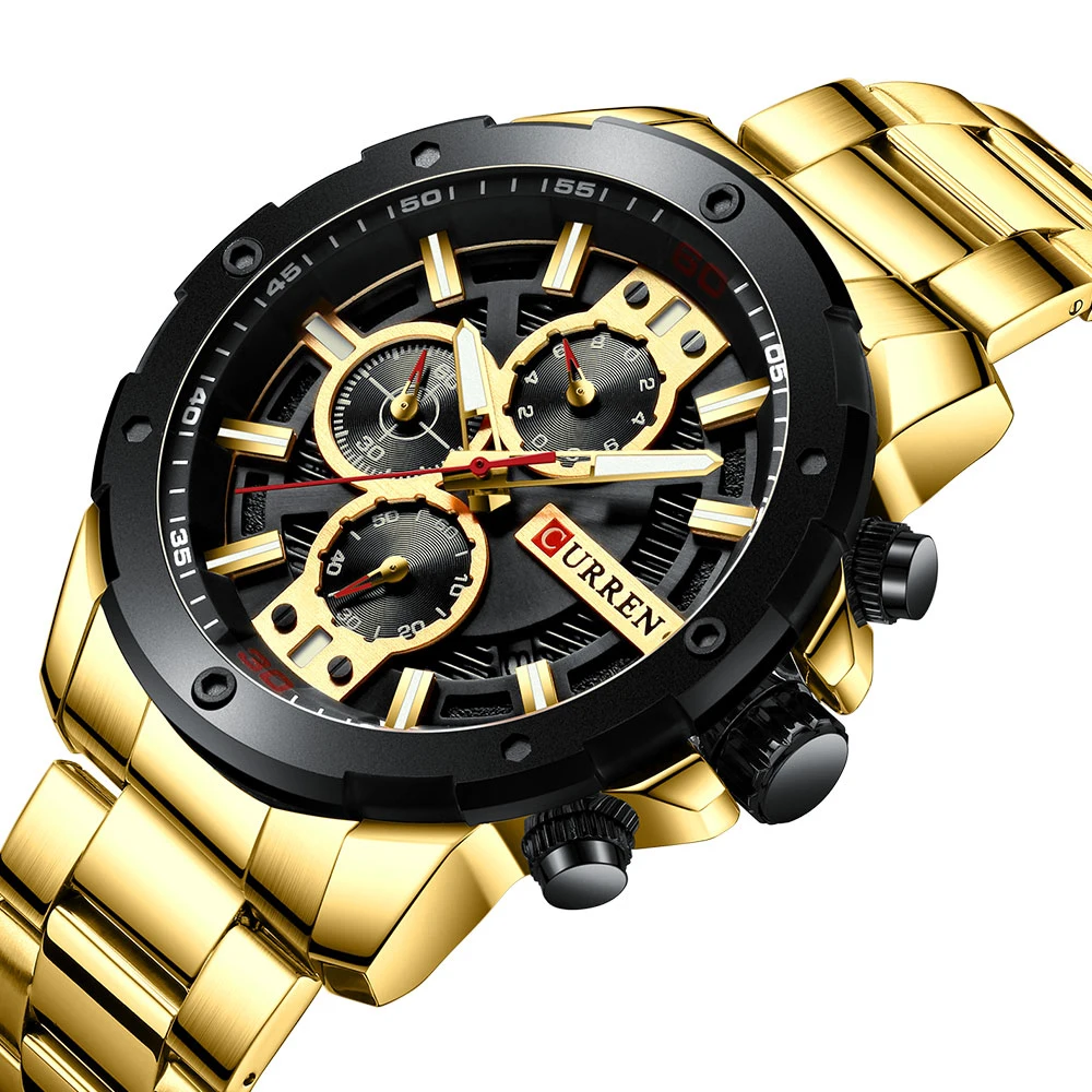 

CURREN Men Watches Fashion Luxury Mens Quartz Wristwatches Stainless Steel Chronograph Male Clock Relogio Masculino Reloj Hombre, 4 styles