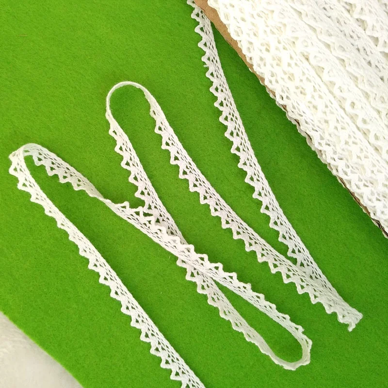 

YQ-LC12B Cheap price China supply 100% cotton  half bleach white lace ribbon