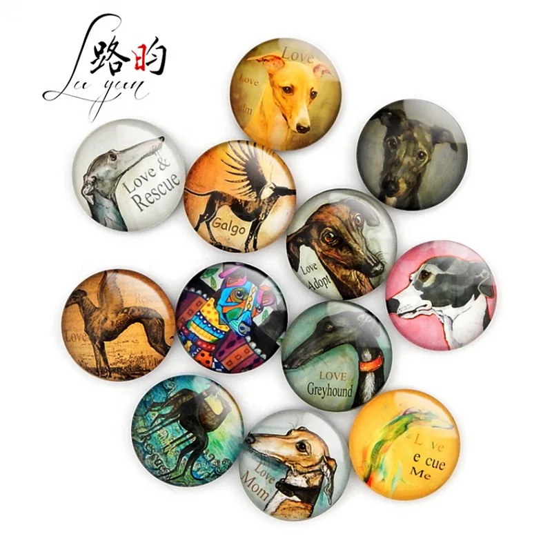 

LYFRA162 Cute Animal Magnet Glass Galgo Dog Spain Fridge Magnet