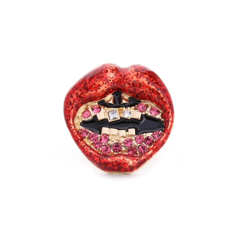 

jz00260 Personalized Red Resin Crystal Enamel LIP Female Ring Unique Fashion Rings