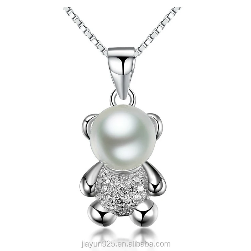 

New arrivals teddy bear silver Pearl necklace pendant Jewelry 925 Sterling Silver wholesale, Picture