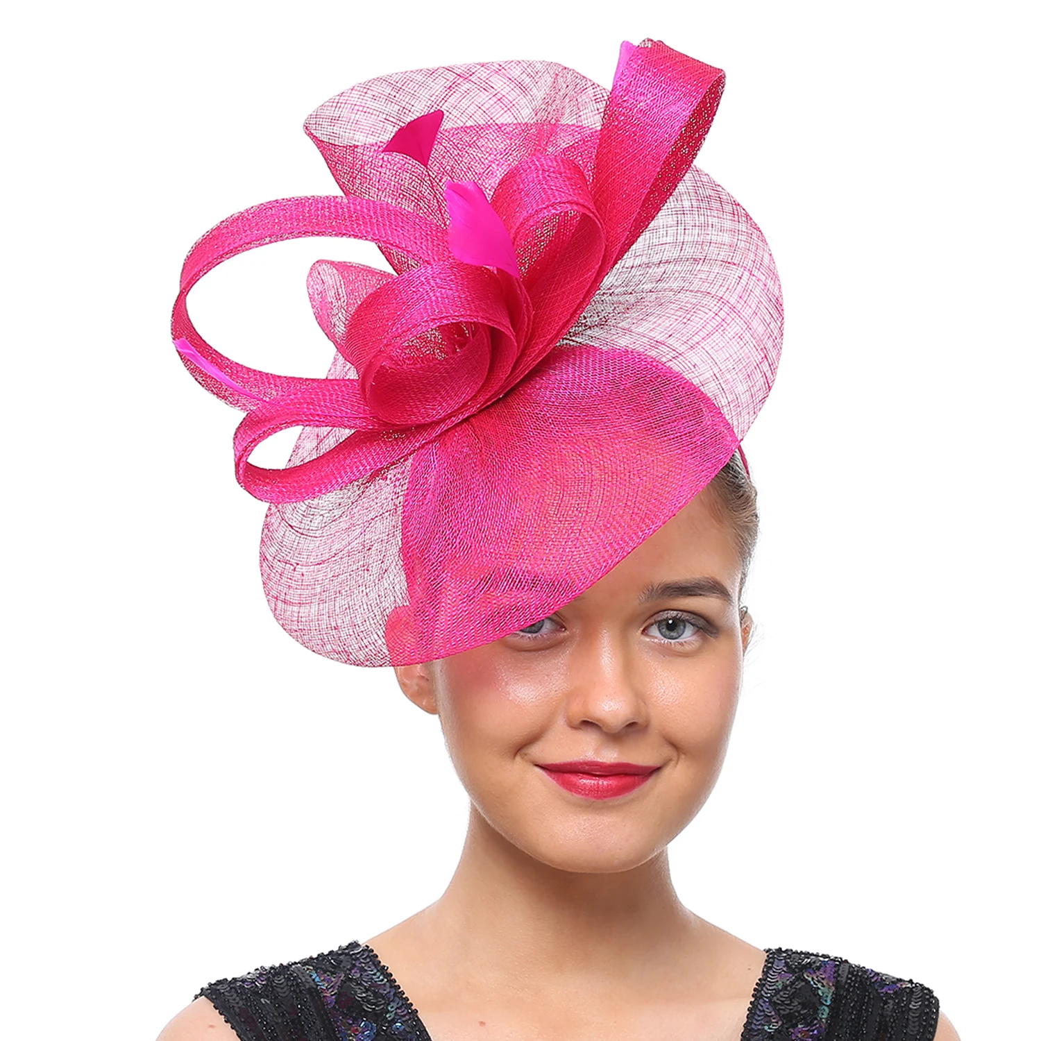 Coolwife Womens Fascinator Hat Sinamay Pillbox Flower Feather Tea Party Derby Wedding Headwear 
