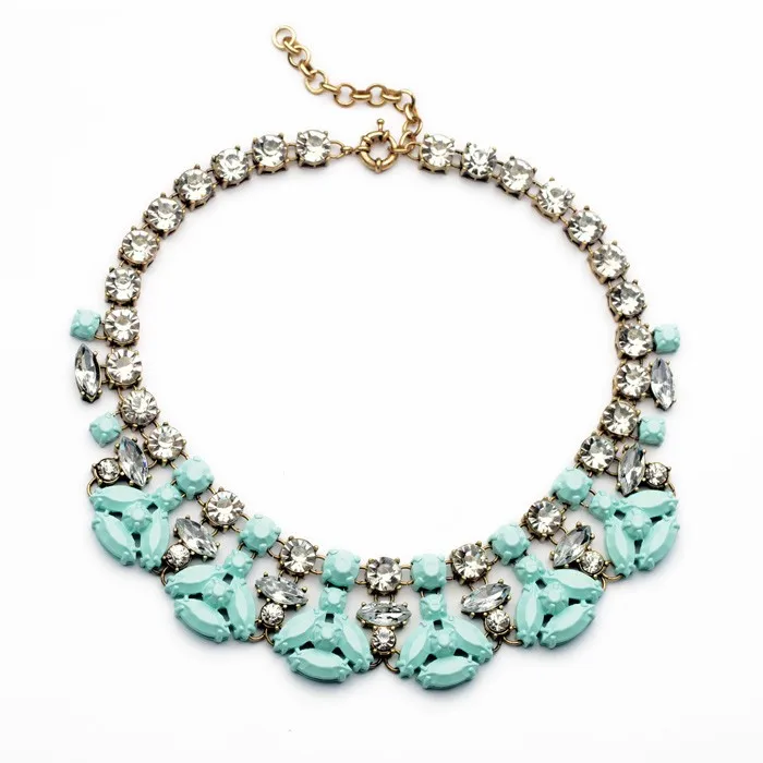 

xl00984 Large Blue Crystal Statement Necklace Jewelry Manufacturer Chains, As picture