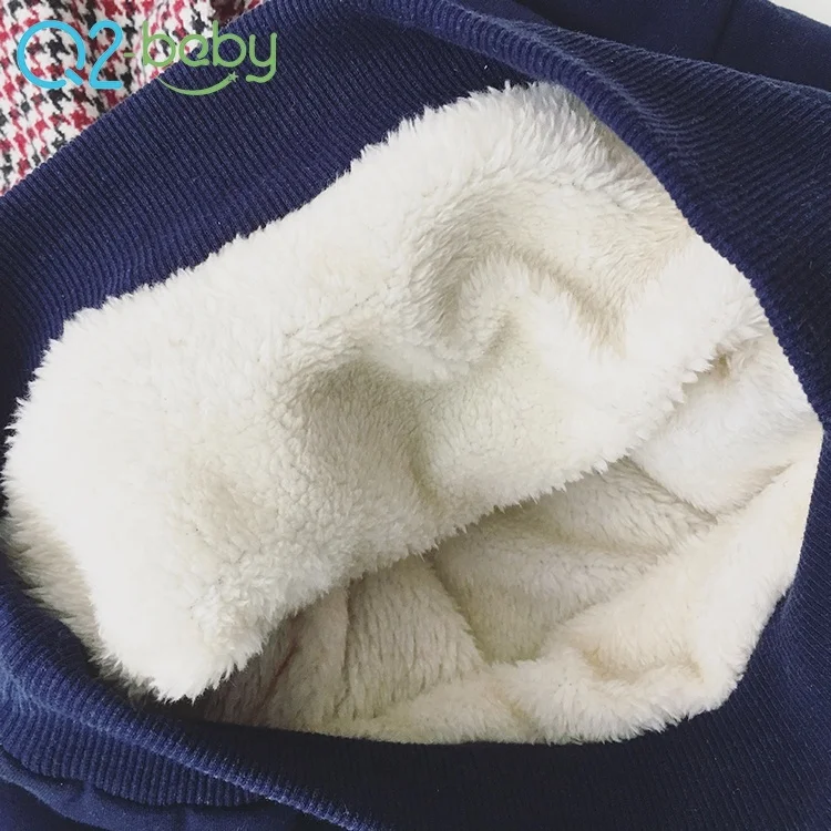 
Korean version winter cotton double layer plus velvet thickening plaid boys girls baby hoodie sweater 