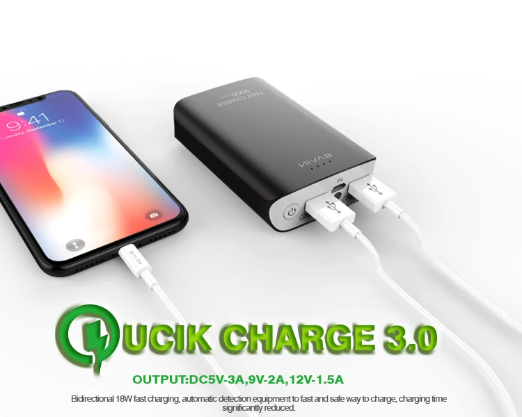 Bavin Real Capacity Charger Power Bank Quick Charge 3.0 Wallet Charger