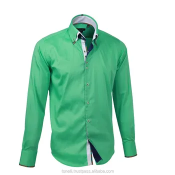 Mens Double Collar Green Business Shirts From Turkey - Free Worldwide ...